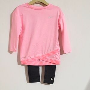 Nike Pink Long Sleeve Top and Grey Leggings Set